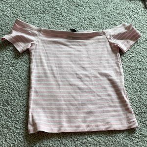 off the shoulder pink crop top
